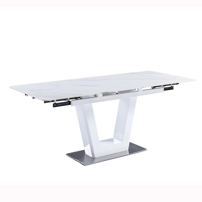 Modern Italia Marble Ceramic Dining Table with Two Side Top Extension