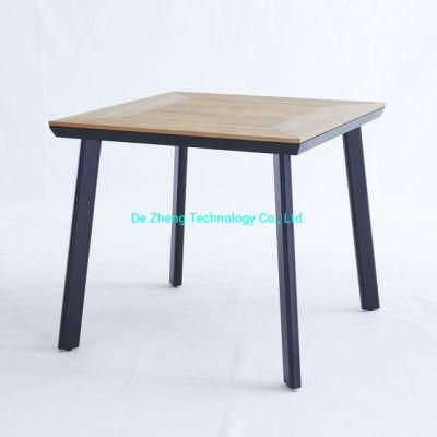 Factory Direct Luxury Outdoor Restaurant Plastic Wood Dining Bar Table with Teak Color