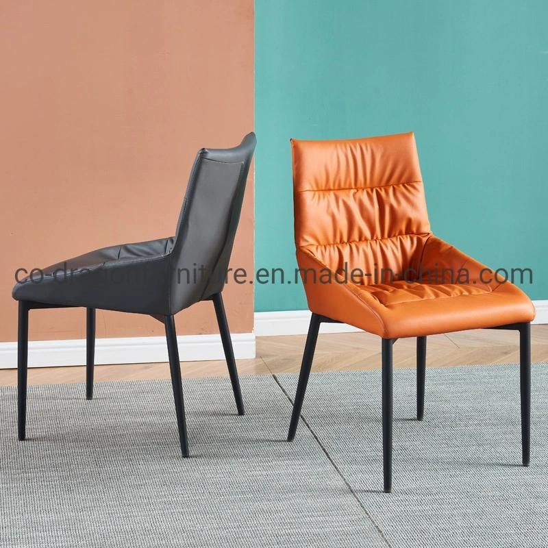 Modern Luxury Home Furniture Metal Legs Dining Chair with Leather