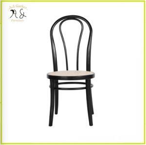 Vintage Hotel Furniture Solid Wooden Natural Rattan Stackable Chair