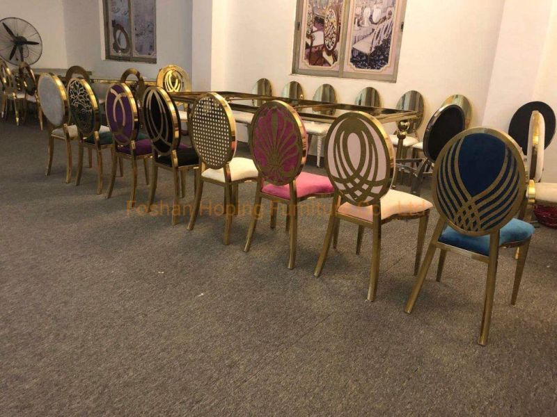 Red Modern Wedding Banquet Chair Home Furniture Metal Dining Chair for Restaurant