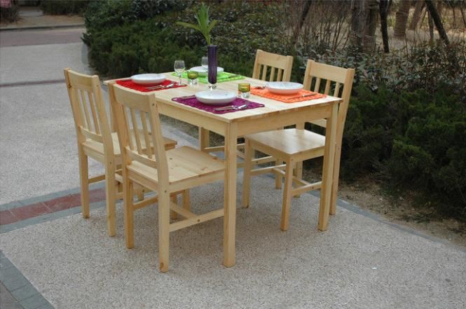 Solid Wood Dining Set One Table with Four Chairs Set (M-X1020)