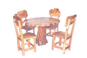 Newest Comfortable Wooden Carved Round Root Table and Chairs