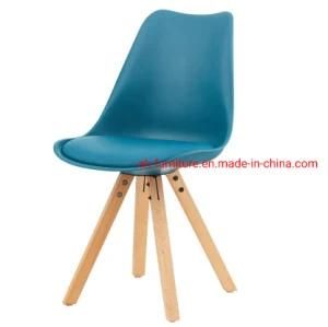 Mounted PU Plastic PP Dining Chair with Square Wood Legs