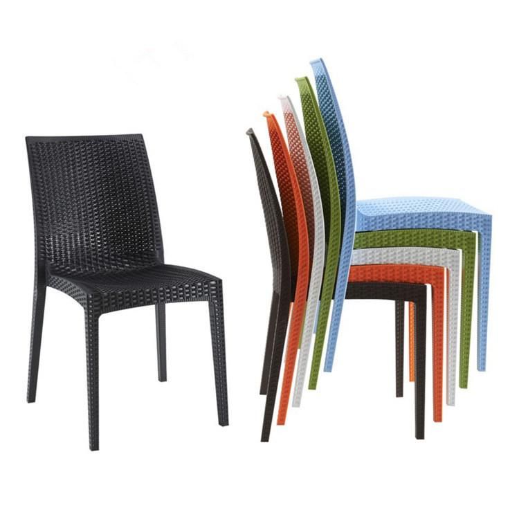 Outdoor Rattan Cheap Modern Plastic Stackable Stacking Arm Terrace Bistro Patio Chairs Garden Dining Chair