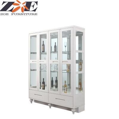 Modern MDF Cream Dining Wine Cabinet with Solid Wood Leg