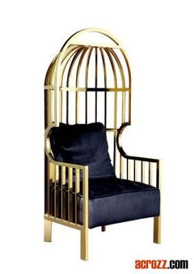 Original Luxury Design Brass Gold Copper Hotel High Back Modern Stainless Steel Birdcage Chair Sofa Bora Bora Chair