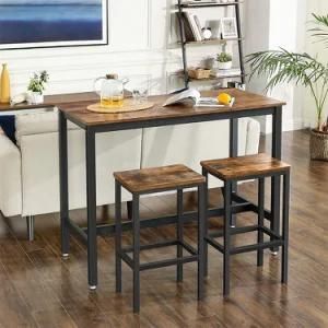 Breakfast Bar Dining Table with 2 Bar Stools, Kitchen Counter with Bar Chairs, Industrial for Kitchen, Living Room, Party Room