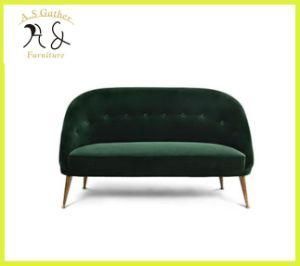 Modern Restaurant Green Velvet with Golden Legs Couch Sofa