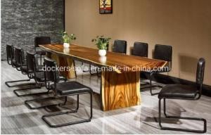 Vintage Black Leather Industrial Office Chair Iron Pipe Frame Chairs for Meeting Room