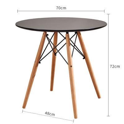 Nordic Creative Dining Table Black and White Round MDF Coffee Table with Wood Legs