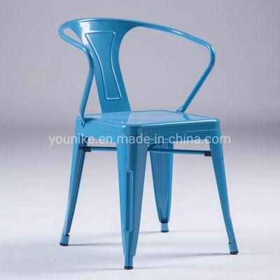 Industrial Armchair Tolix Metal Dining Chair Blue