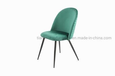 Hotel Luxury Soft Back Velvet Fabric Dining Chair with Metal Legs Soft Velvet Seat for Lounge Dining Velvet Chair