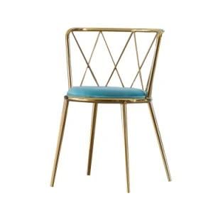Simple and Noble Design, Velvet Cushion, Breathable Backrest, and Golden Leg Restaurant Outdoor Dining Chair