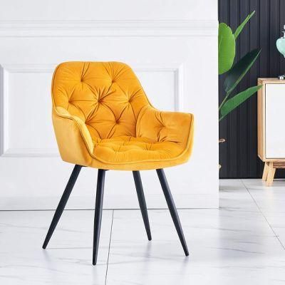 Upholstery Soft Fabric High Back Modern Velvet Dining Chair