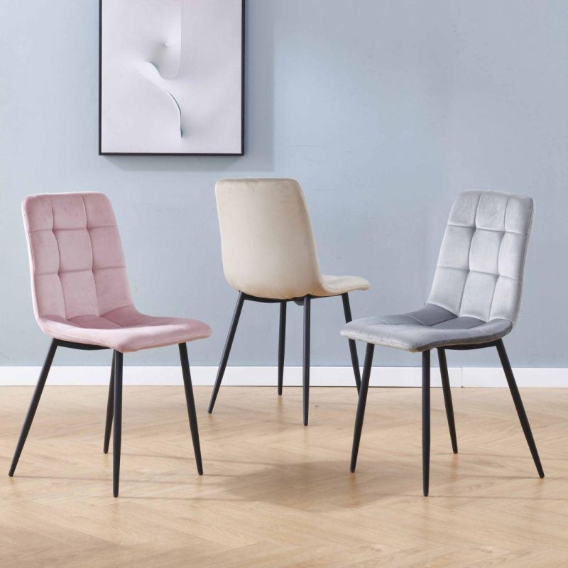 2022 China Factory Wholesale Modern Home Furniture Metal Chair with Velvet Fabric