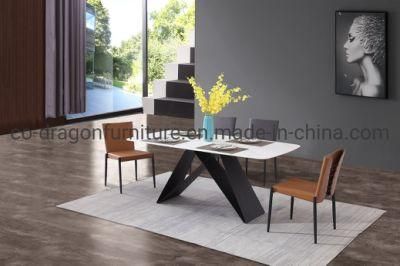 Modern Home Furniture Steel Legs 6 Seats Dining Table Sets