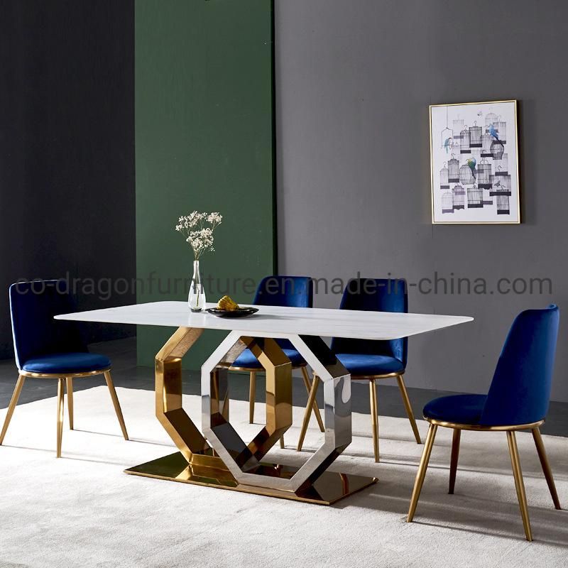 Wholesale Steel Dining Table with Marble Top for Dining Furniture