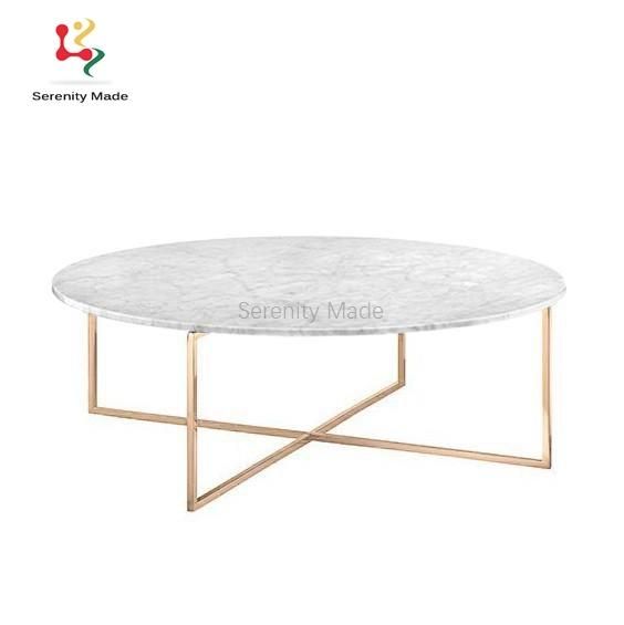 Natural Marble Coffee Dining Table with Gold Brass Legs