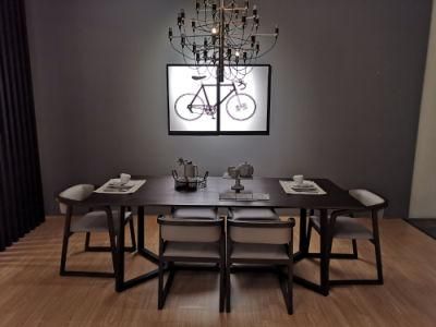 Square Black Oak Veneered Wooden Dining Room Tables