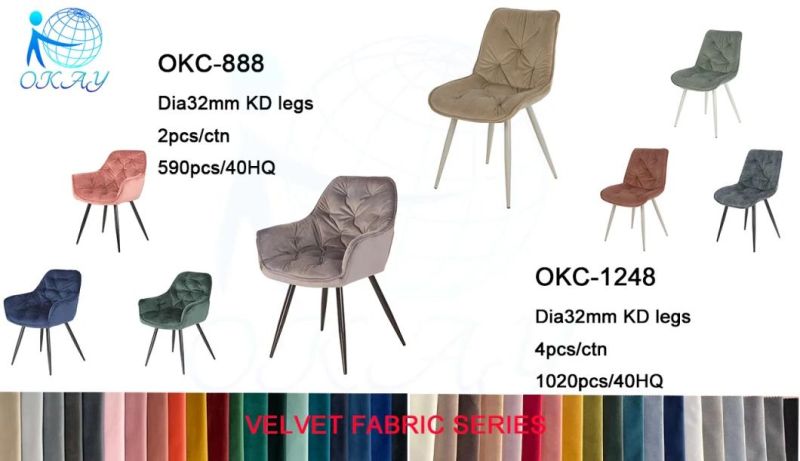 Hot Sale Basic Velvet High Back Painting Leg Dining Chair for Dining Room