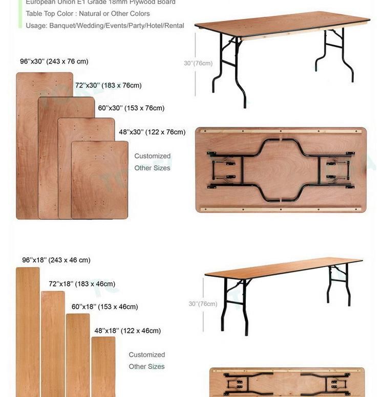 Wood Party Wedding Round Table Banquet Folding Table for Events