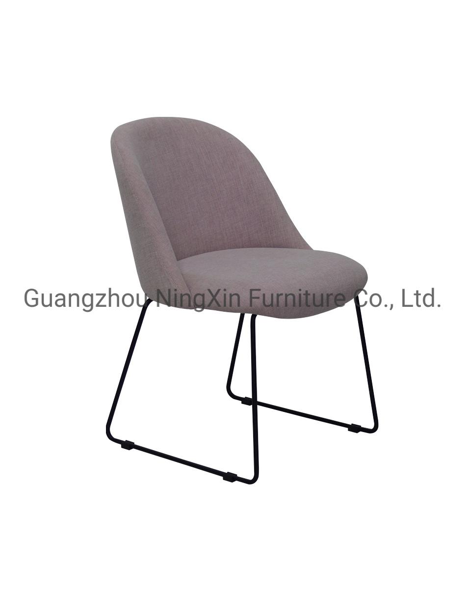 Light Grey Fabric Seat Metal Legs Dining Chairs for Commercial Coffee Shop Use