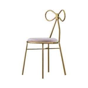 Elegant Artistic Design Velvet Cushion Breathable Backrest with Golden Legs Restaurant Outdoor Dining Chair