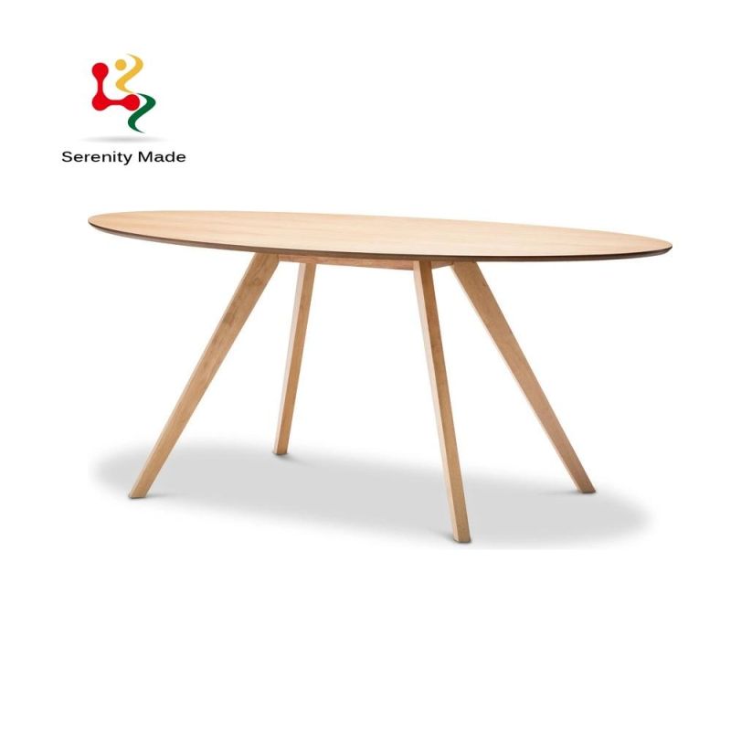 Round Ash Wood Frame Dining Table for Restaurant Use
