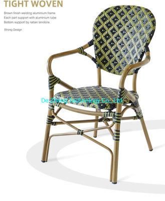 Outdoor Wedding Wholesale Restaurant Furniture PE Rattan Wicker Bar Chair with Aluminum Frame