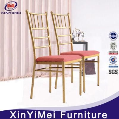 Restaurant Furniture Metal Gold Chiavari Chair with Soft Cushion