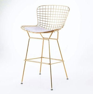 Silla De Hierro Wire Chair Gold Nordic Furniture Metal Chair High Foot Stool