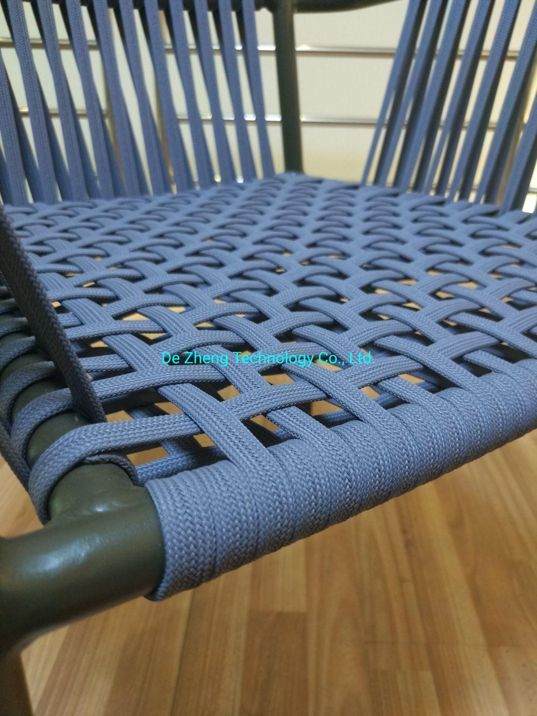 2021 New Nordic Style Luxury Garden Polyster Rope Outdoor Furniture Alum Wicker Single Rope Dining Set
