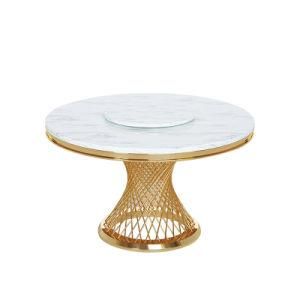 Golden Stainless Steel Marble Dining Table