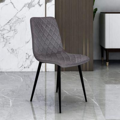 Home Furniture Coffee Hotel Luxury Home Kitchen Sillas Upholstered Soft Back Velvet Fabric Dining Chair with Metal Legs