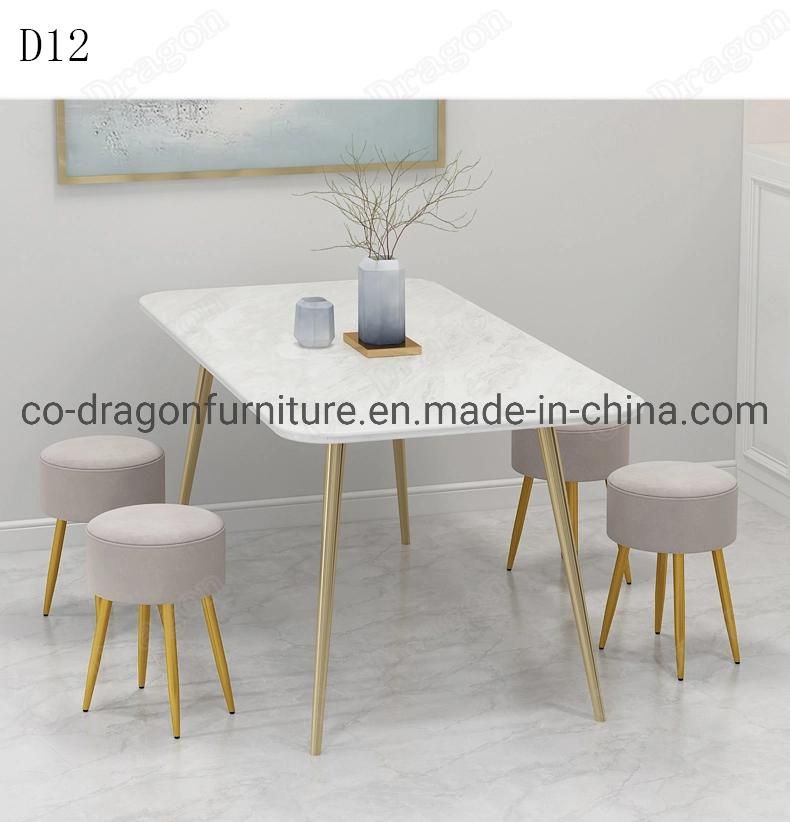 Italian Style Gold Stainless Steel 6 Chairs Marble Dining Table