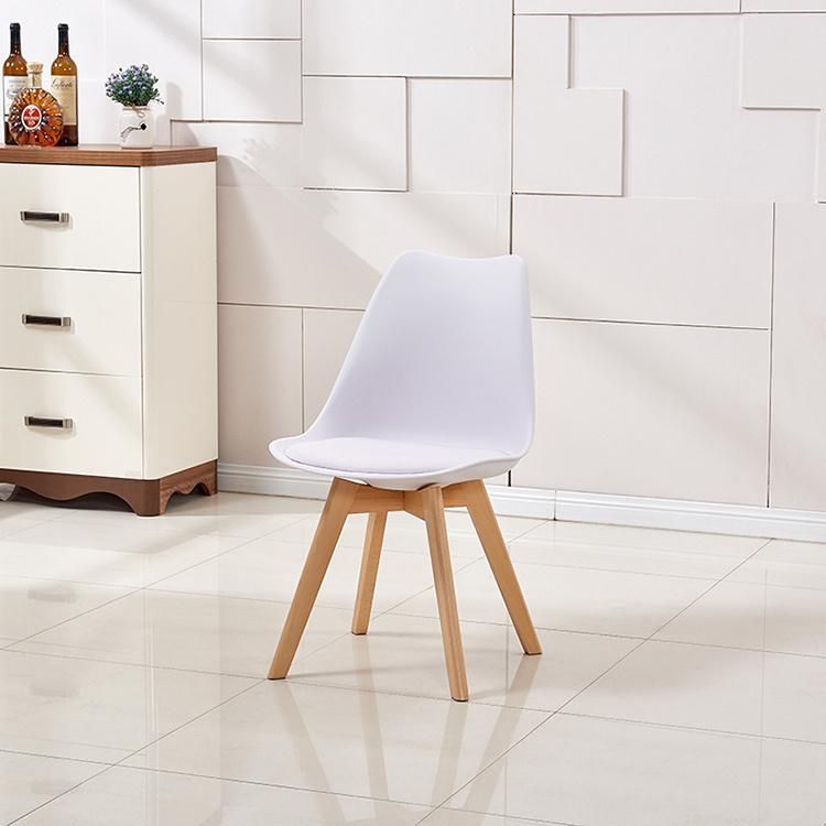 Wholesale Yellow Plastic PU Pad Tulip Dining Chair