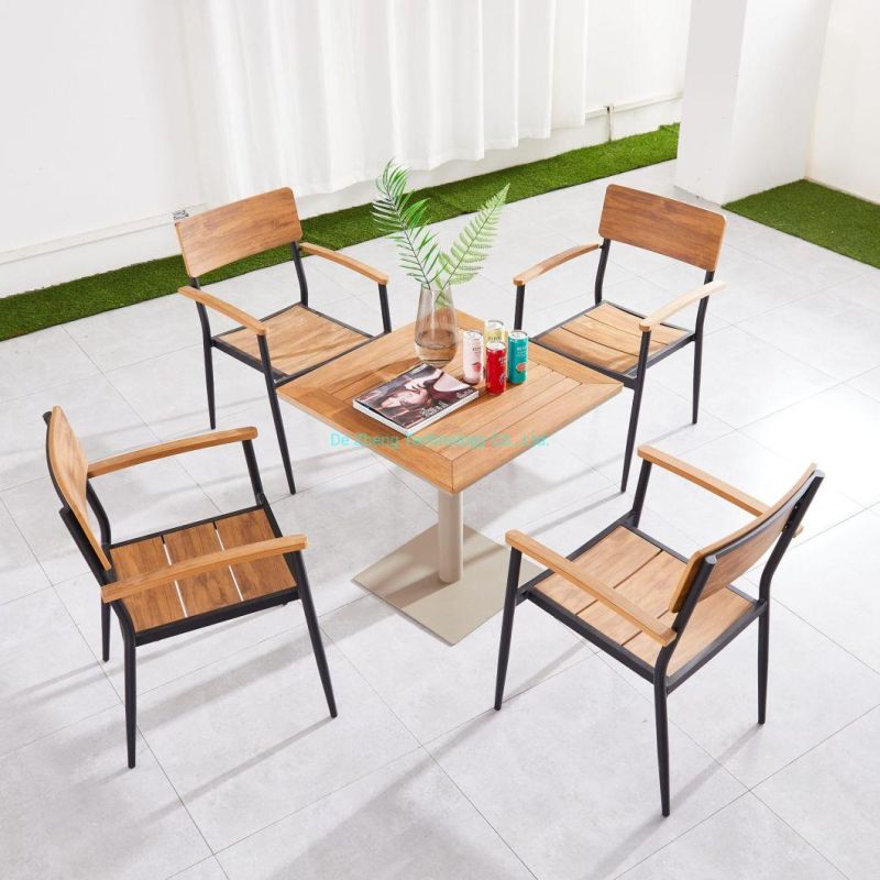 Resort Balcony Garden Furniture Patio Teak Wood Dining Chairs Modern Outdoor Furniture