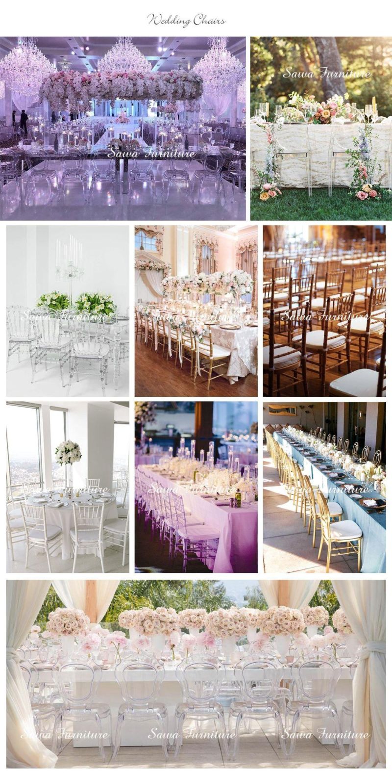 Romantic Design Bamboo Crystal Transparent Clear Wedding Transparent Chair