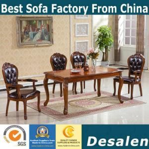 Brown Color Solid Wooden Frame Royal Dinner Table with Chairs (822B)