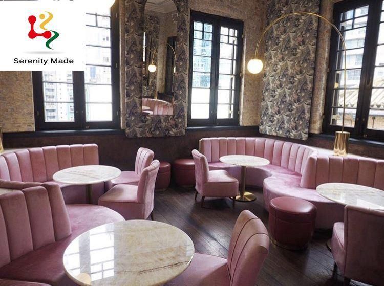 Commercial French Style Restaurant Furniture Hotel Lounge Fabric Booth Seating