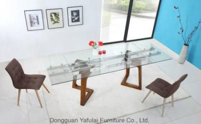 Classic Hot Selling Clear Glass Wooden Dining Table Furniture