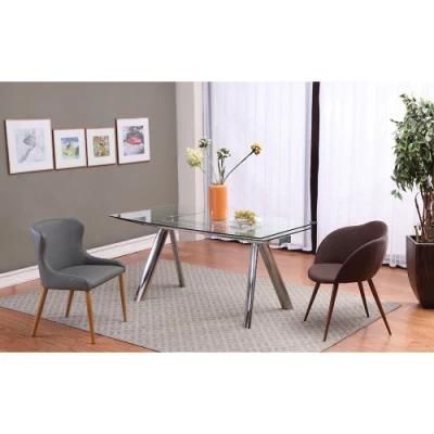 Customized Modern Home Furniture Glass Top Stainless Steel Dining Table