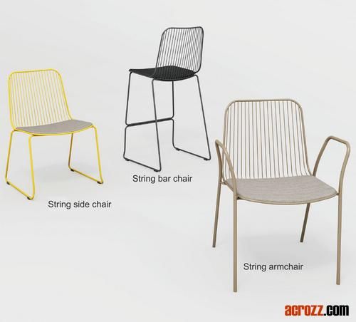 String Steel Wire Armchair Outdoor Furniture Stackable Modern Design