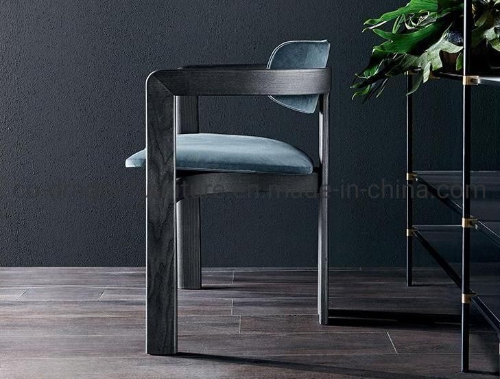 Luxury Modern Furniture Wooden Frame Fabric Dining Chair with Arm