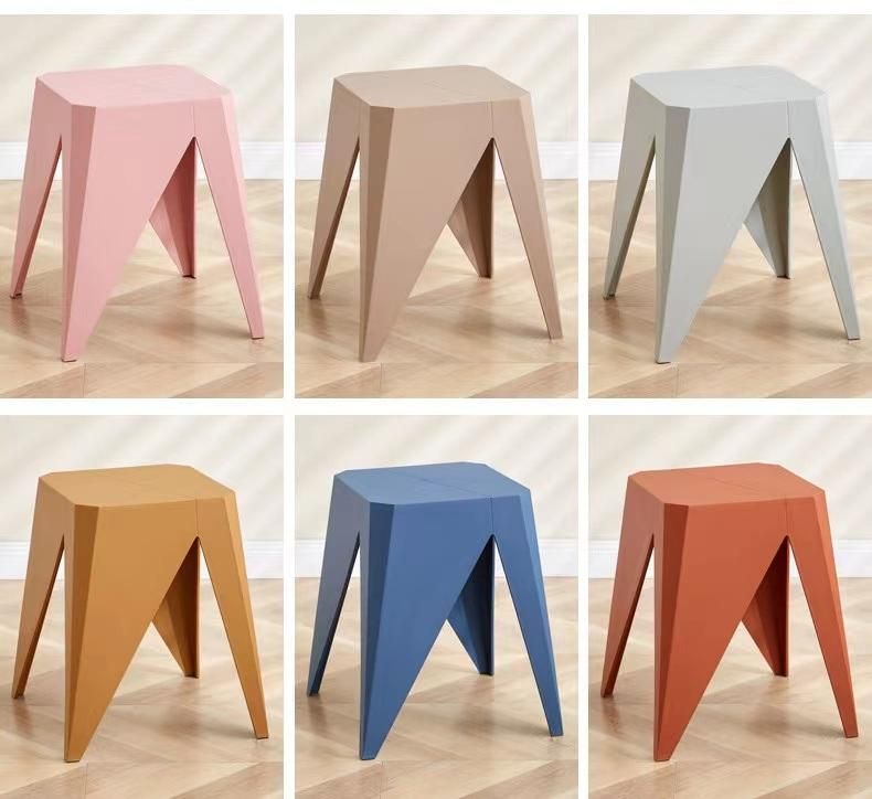 Modern Stylish Colordul Home Stackable Plastic Square Dining Chair
