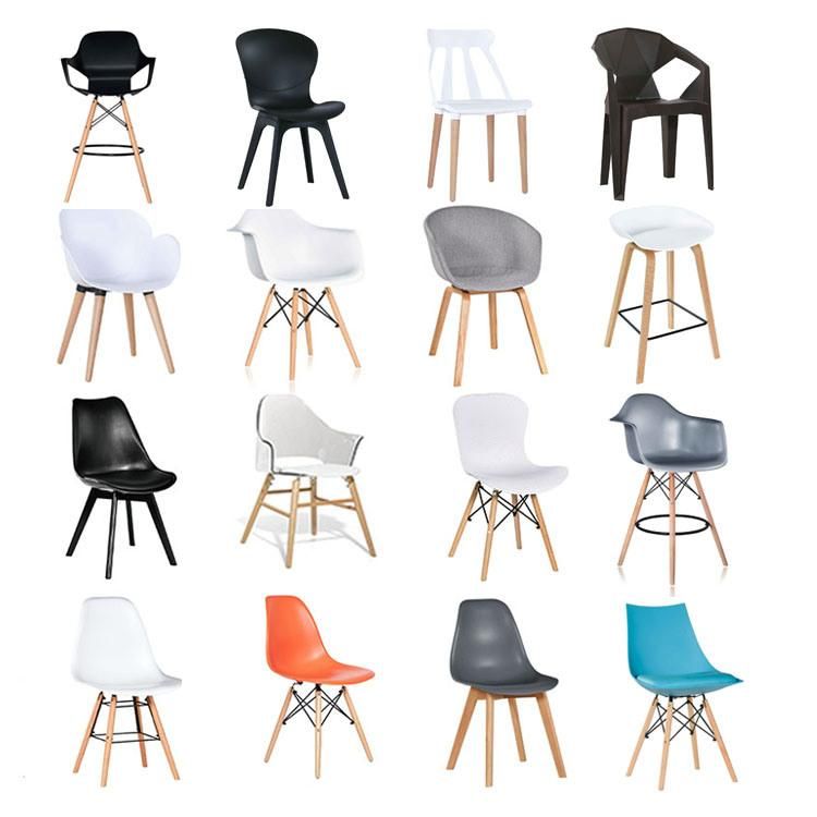 Plastic Strengthen Dining Chairs Modern Wooden Leg Restuarant Chair