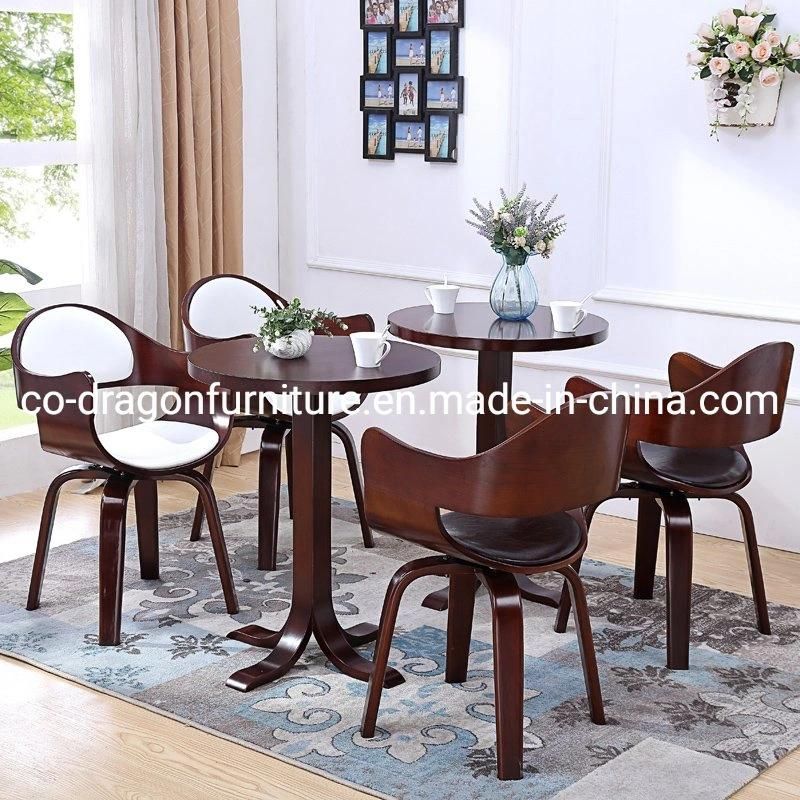 High Quality Modern Restaurant Furniture Leather Wood Swivel Dining Chair