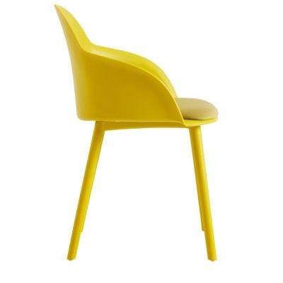 Modern Dining Chair with Wooden Legs, High Quality Colorful PP Seat Plastic Tulip Chair Coffee Table Set
