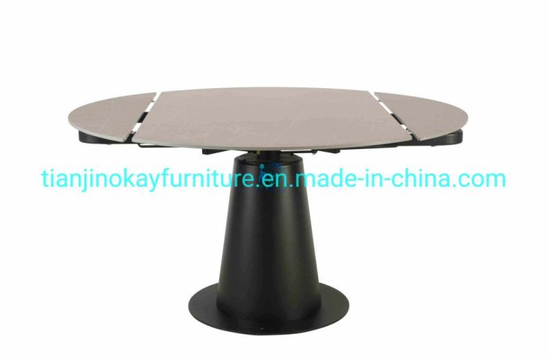 Modern Ceramic Top White Rectangle Dining Table with 4 Chairs Carbon Steel Base 4 People Dining Table